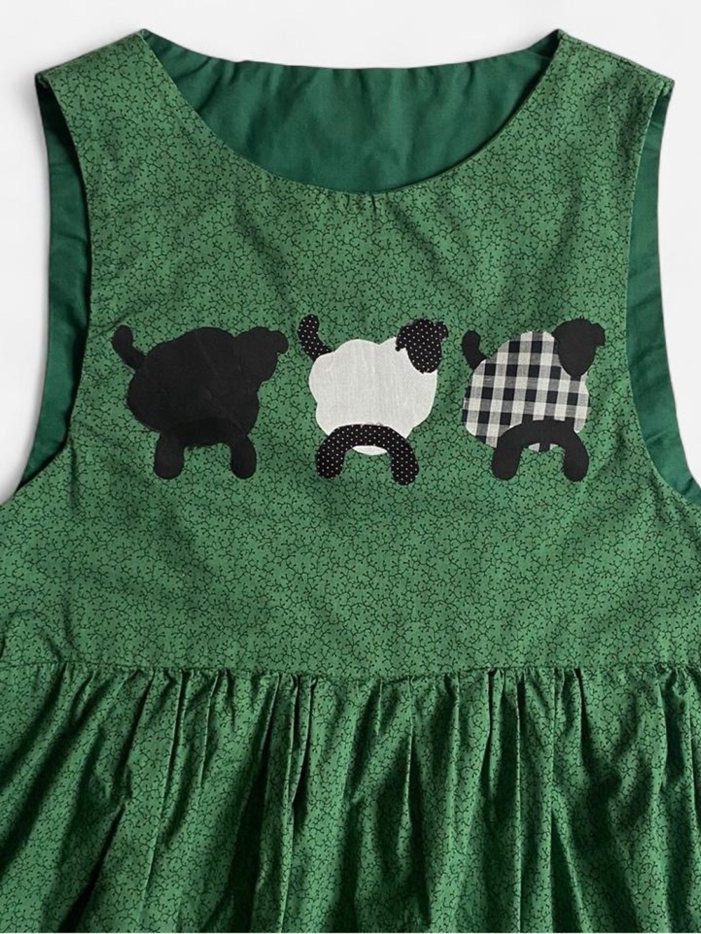 Handmade green sleeveless sheep dress